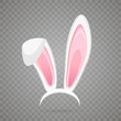 Easter bunny white ears isolated on transparent background. Cartoon cute rabbit Headband for poster, banner or invitation cards. Vector illustration