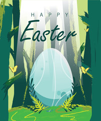 Canvas Print - Happy Easter Vector Illustration For Poster Banner Flyer Template Ad Website and Other Usage, 12 April Easter Sunday Celebration, Egg Hunt Party Invitation and Greeting Card , Easter Background