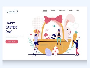 Wall Mural - happy easter day vector website landing page design template
