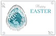 Happy Easter greeting card template, vector illustration in paper art style