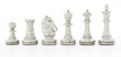White chess pieces isolated on white background. 3D illustration