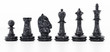 Black chess pieces isolated on white background. 3D illustration