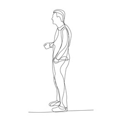 Wall Mural - vector, isolated, one line drawing of a man walking, sketch