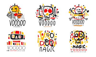 Canvas Print - Voodoo Original Design Logo Collection, African and American Magic Hand Drawn Badges Vector Illustration