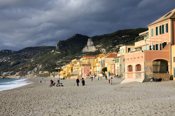 Wall Mural - Varigotti (SV), Italy - December 30, 2017: Varigotti beach, Italian Riviera, Savona, Liguria, Italy