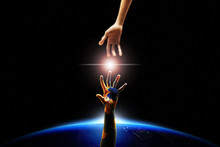 Human Hand Contact With Alien, Idea, Conceptual Images