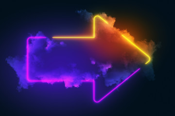 Wall Mural - Color neon arrow with smoke