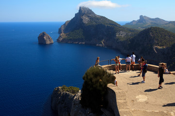 Cabo Formentor, Majorca / Spain - August 25, 2016: View and landscape from Cabo Formentor and Mirador d'es Colomer, Mallorca, Balearic Islands, Spain.