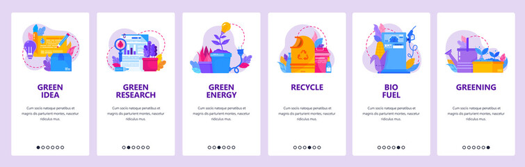 Wall Mural - green energy and environmental industry. recycle waste, bio fuel, greem plants. mobile app onboardin