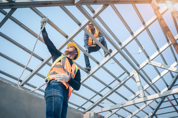 Engineer working in structure at Construction Site,Construction concepts.