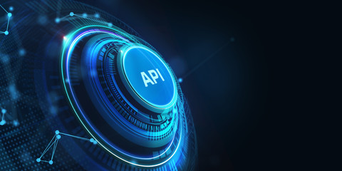 API - Application Programming Interface. Software development tool. Business, modern technology, internet and networking concept