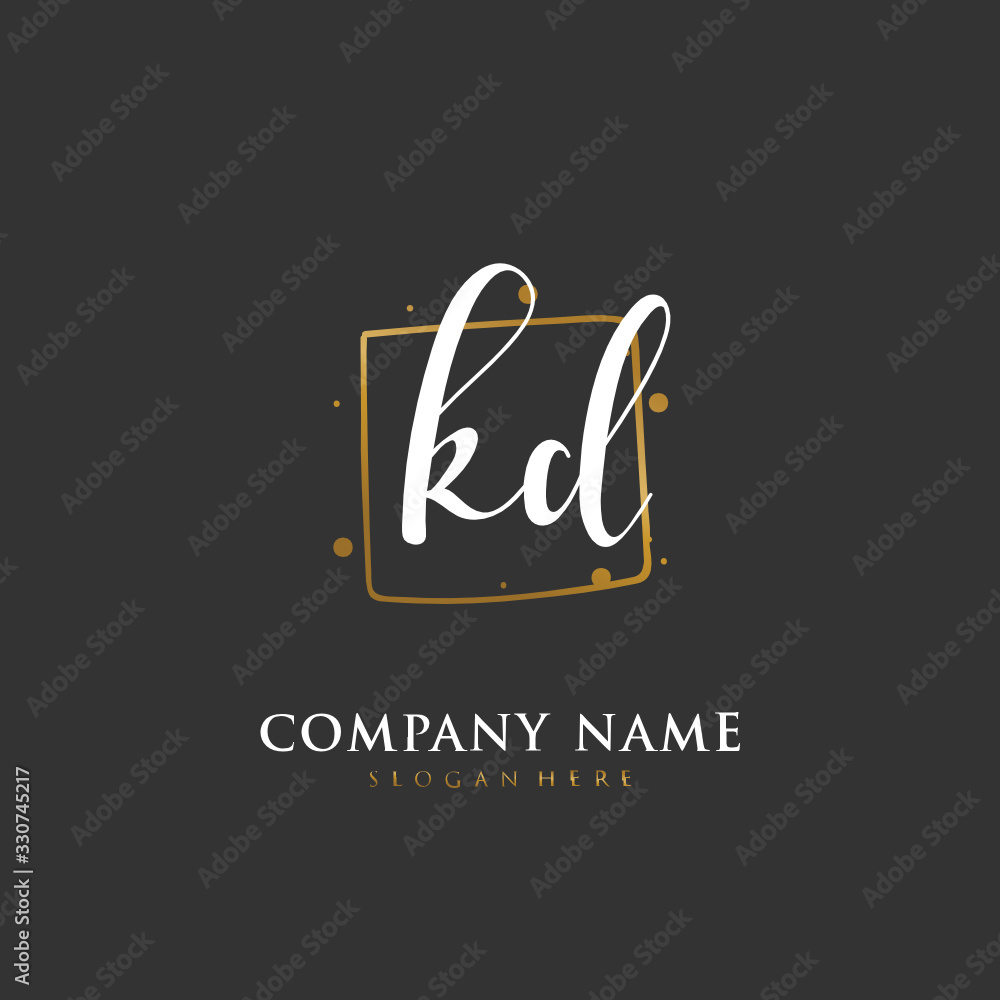 Handwritten initial letter K D KD for identity and logo. Vector logo ...