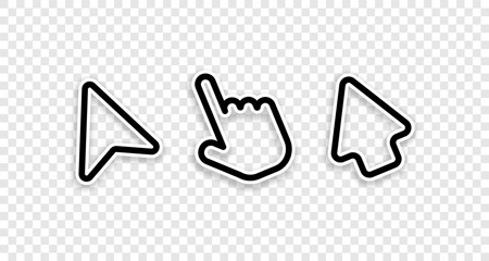 Wall Mural - click cursor collection. cursor arrows and computer mouses with hand. cursor icons. arrows click vec