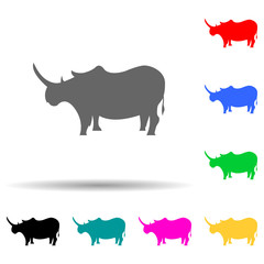 Wall Mural - silhouette of a rhinoceros multi color style icon. Simple glyph, flat vector of zoo icons for ui and ux, website or mobile application