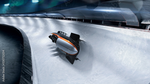 Obrazy Saneczkarstwo  sport-bobslejowy-wieczorem-renderuj-3d-ilustracja