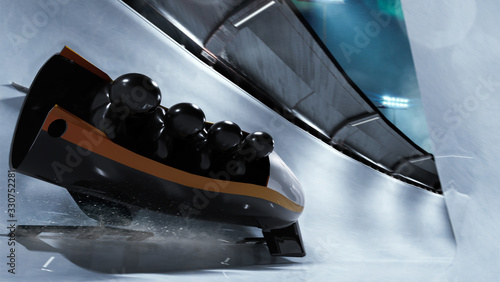 Obrazy Saneczkarstwo  sport-bobslejowy-wieczorem-renderuj-3d-ilustracja