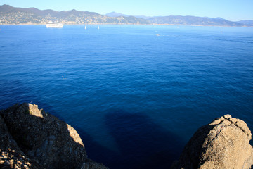 Wall Mural - Portofino (GE), Italy - June 01, 2017: View from Portofino's lighthouse, Genova, Liguria, Italy