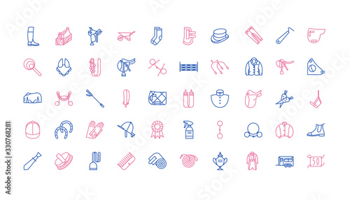 Cuadros en Lienzo Big set of equestrian icons, horse riding collection for web design