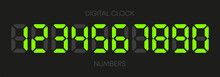 Digital Clock Numbers On White Background. Set Numbers. Vector