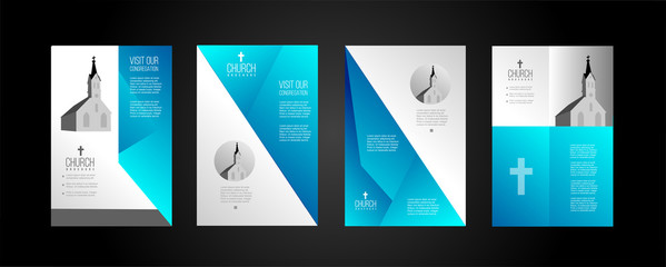 Wall Mural - religious church brochure design in blue and grey. Suitable as poster layout