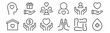 set of 12 charity icons. outline thin line icons such as blood donation, praying, donation, support, people, donation