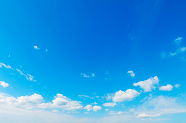 blue sky and cirrus clouds in spring