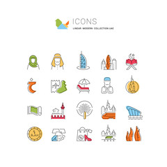 Sticker - Set Vector Line Icons of United Arab Emirates.