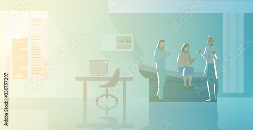 Fotomural Reception at Therapist Orthopedist doctor's office Flat vector illustration