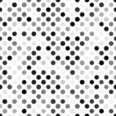 Wall Mural - Seamless polka dot pattern. Grey dots in random sizes on white background. Vector illustration