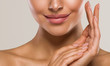 © Utkamandarinka - Woman lips face neck hands fingers beauty concept healthy skin