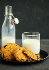 Poster - Homemade oatmeal raisin cookies. Selective focus