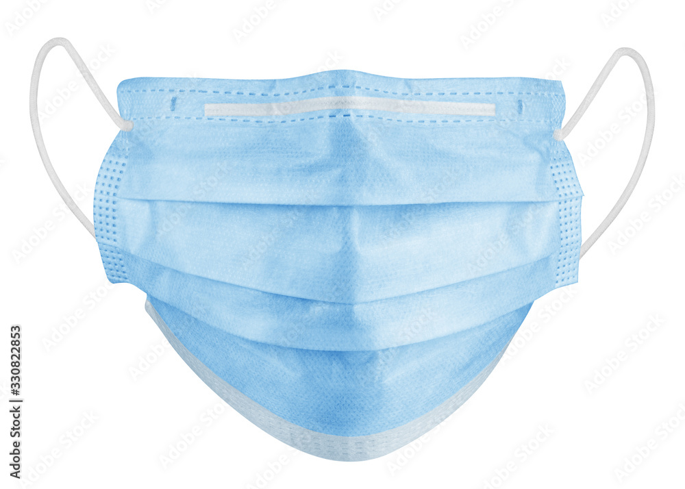 Medical mask isolated on white background, corona virus protection, covid-19, clipping path, full depth of field - obrazy, fototapety, plakaty 