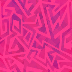 Wall Mural - Pink geometric seamless pattern with grunge effect