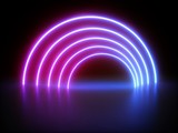Fototapeta Do przedpokoju - 3D rendering Glowing Neon Lights on dark background