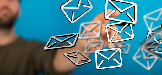 Hand with an email icon 3d