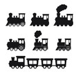 Train icon, Train with smoke symbol icon, old locomotive silhouette, sign vector illustration