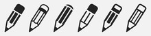 Pencil Simple Icon Set. Vector Illustration