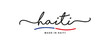 Made in Haiti handwritten calligraphic lettering logo sticker flag ribbon banner