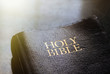 Holy Bible with light flare.