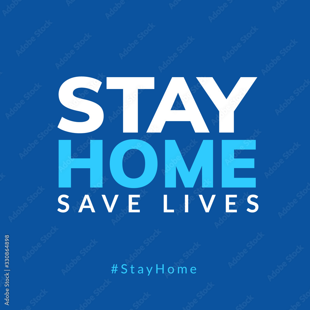 Stay Home quarantine coronavirus epidemic illustration for social media, stay home save lives hashtag - obrazy, fototapety, plakaty 