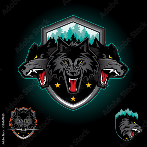 Wolf pack emblem logo Stock Vector Adobe Stock