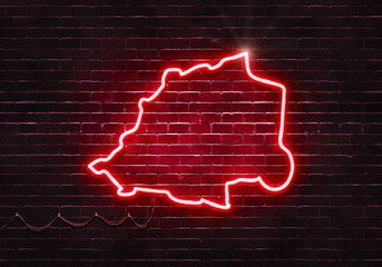 Wall Mural - Neon sign on a brick wall in the shape of Vatican City.(illustration series)