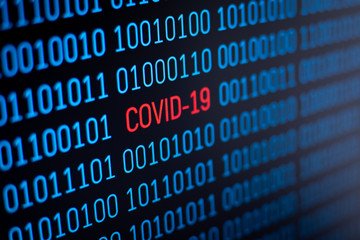 Scientist study Covid-19 by modern computer technologies. Using computer to discover coronavirus vaccine