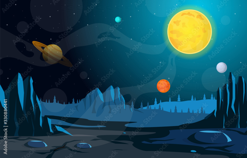 Landscape Surface of Planet Sky Space Science Fiction Fantasy ...