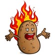 © Anthony Oshlick - A hot potato cartoon character screaming while burning with hot fire