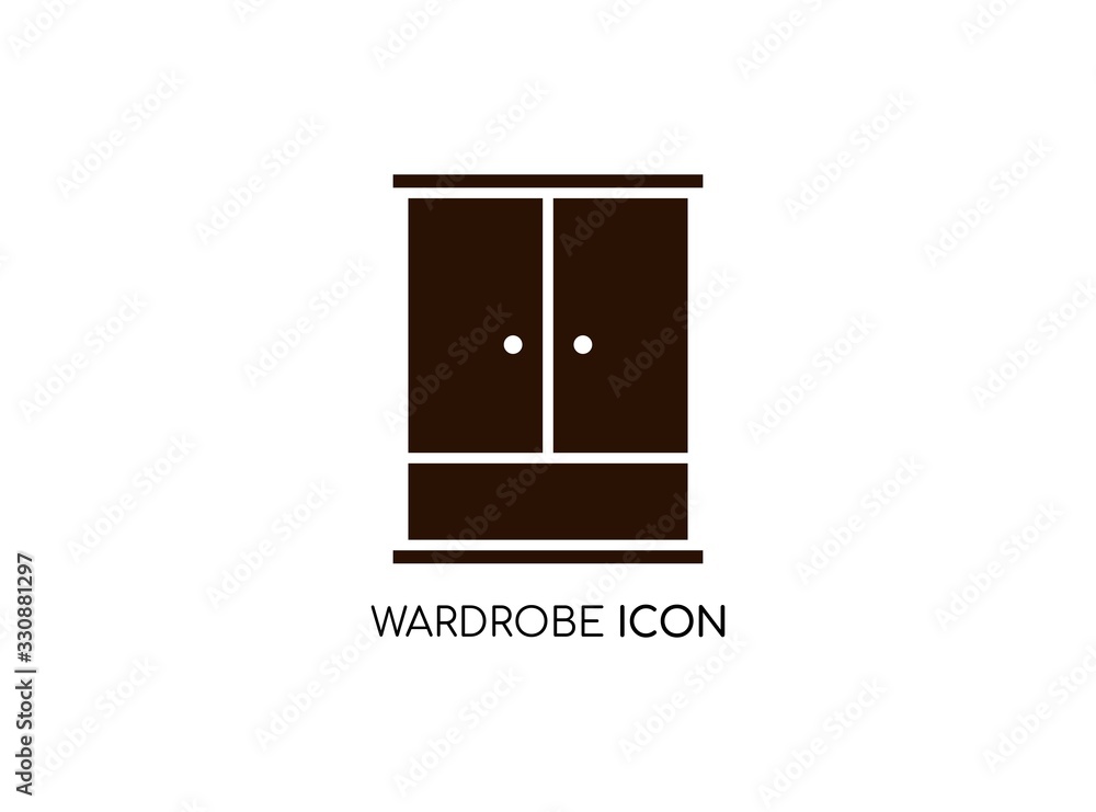 Wardrobe Icon Vector in Monogram Concept. Design with Black Isolated on ...