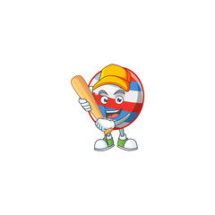 Wall Mural - Cartoon design of independence day balloon having baseball stick