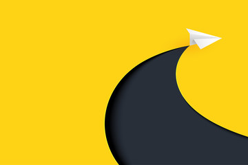 Aufkleber - Paper airplane with business success and leadership concept landing page background.Vector illustration.