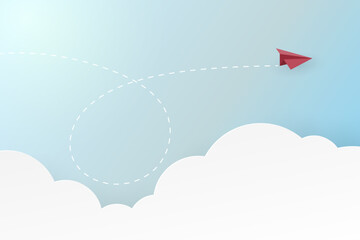 Aufkleber - Paper airplane with business success and leadership concept landing page background.Vector illustration.