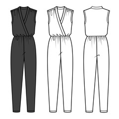 Wall Mural - jumpsuit  fashion flat sketch template